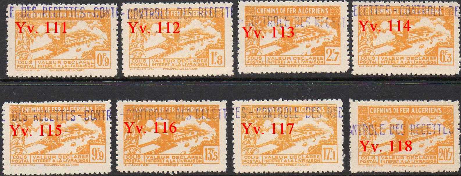 timbres-poste Algerie CP Colis Postal Algeria Railway Parcel Stamps
